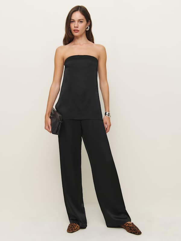 Alleia Satin Two Piece - Black Crinkle